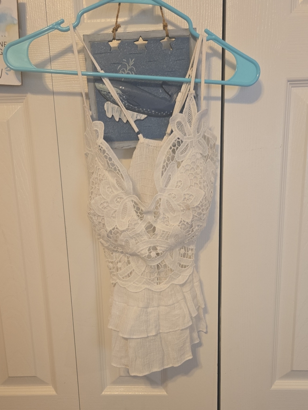 White Lace Ruffle Cami Top - Brand Unknown